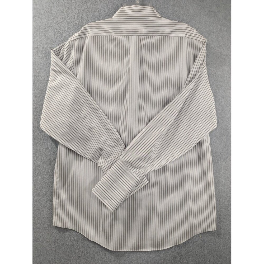 Brooks Brothers Shirt Mens 16.5 34 Blue Gray Striped Regular Fit Non Iron Supima - Picture 6 of 9